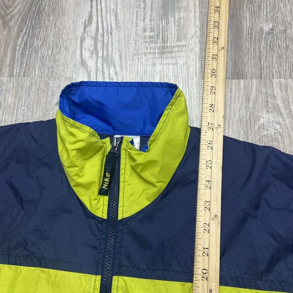 VINTAGE Nike Windbreaker Jacket Youth L 14-16 Blue Green Full Zip Red Swoosh - Picture 7 of 12